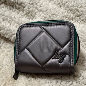 Lug Metallic Quilted Wallet with Green Trim RFID protection